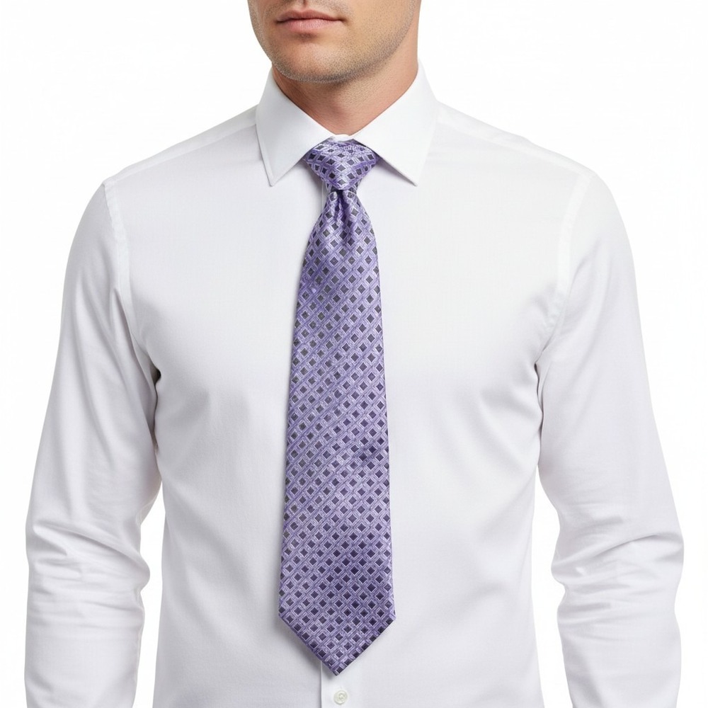 Croft & Barrow Tie Lilac Purple Geometric 50% Silk BNWT Kohl's New